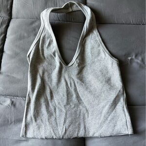 Eterne Cropped Halter Top in Heather Grey small